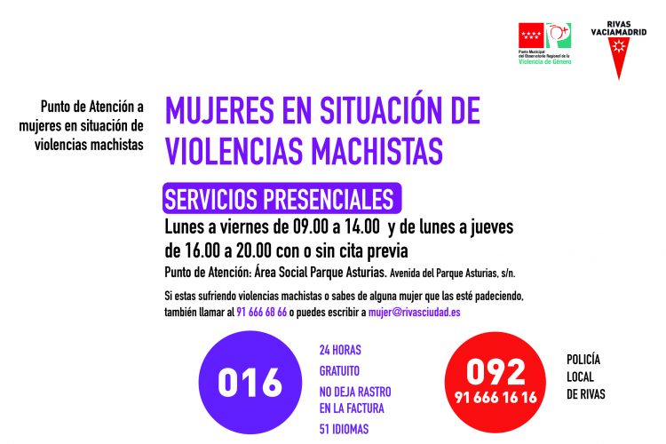 Servicios presenciales en el Punto de Atención a mujeres en situación de violencias machistas