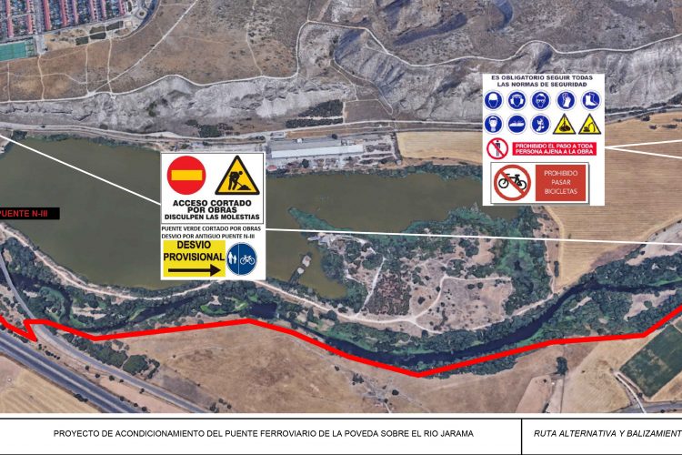 Cierra el puente metálico sobre el Jarama por obras de mejora