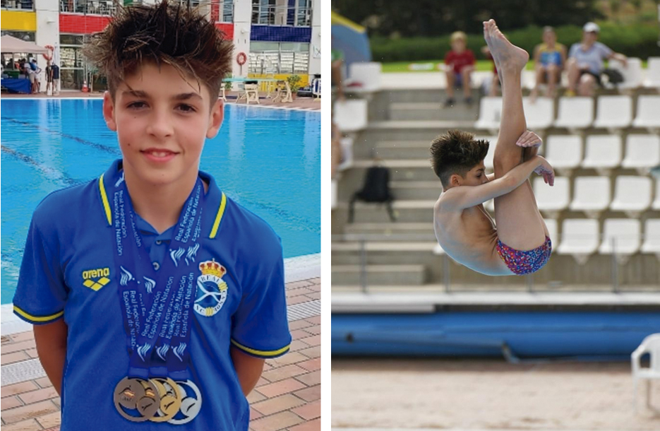 Sergio Heredero, campeón de España infantil de salto de trampolín