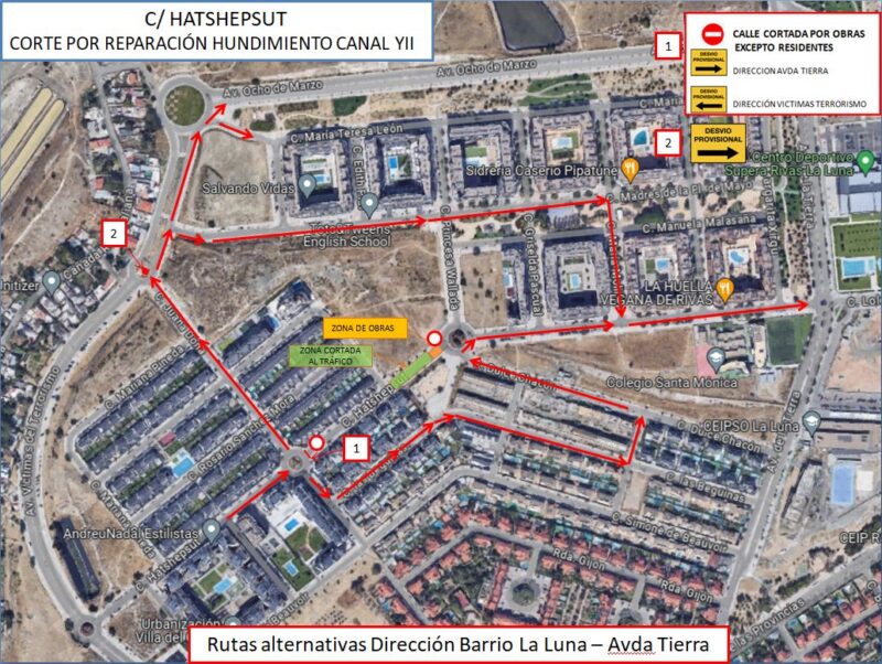 Obras del Canal de Isabel II obligan al corte de la calle de Hatshepsut