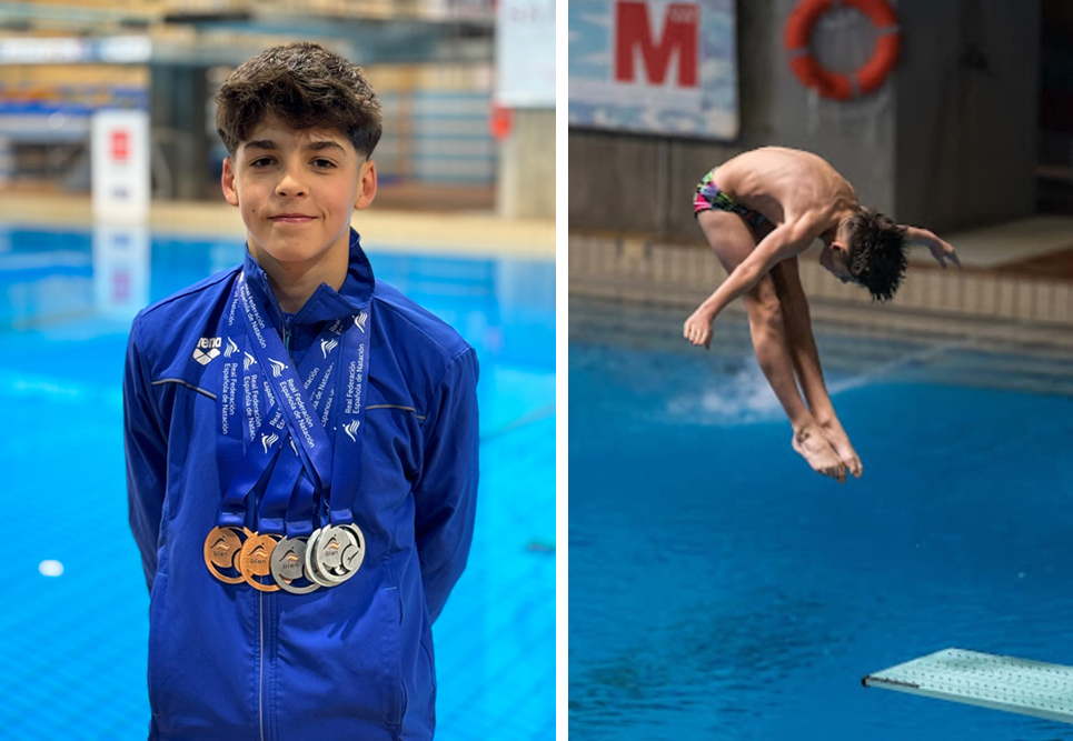El infantil Sergio Heredero gana cinco medallas en la Copa de España de salto de trampolín