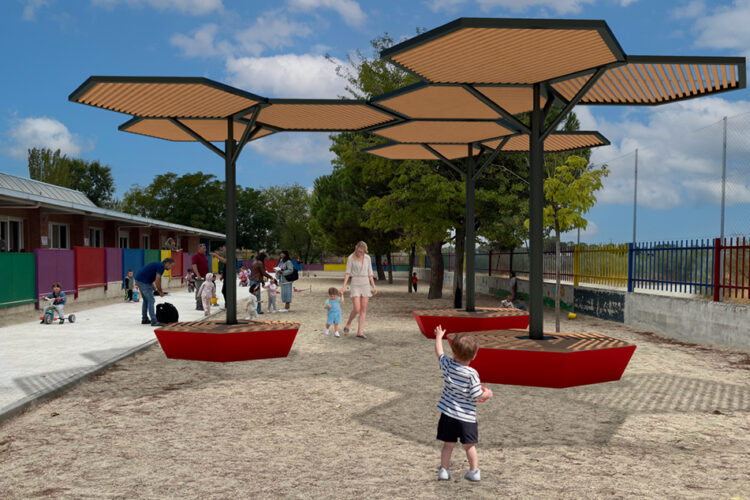 Pérgolas para sombrear los patios de seis colegios públicos